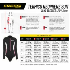 Maillot TERMICO CRESSI Manches Longues Dame 2mm -La Palanquee Soldes Magasin termico dame manche long ta 2